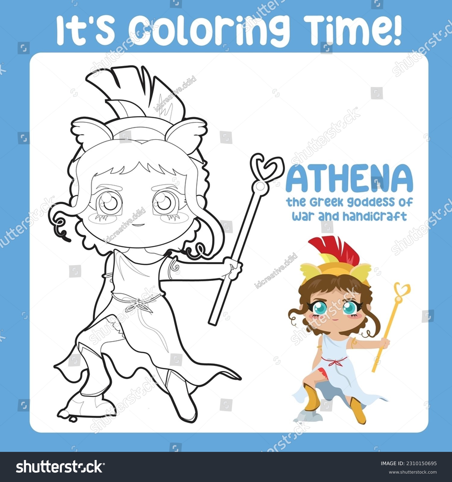 Coloring page cute greek goddess colouring stock vector royalty free