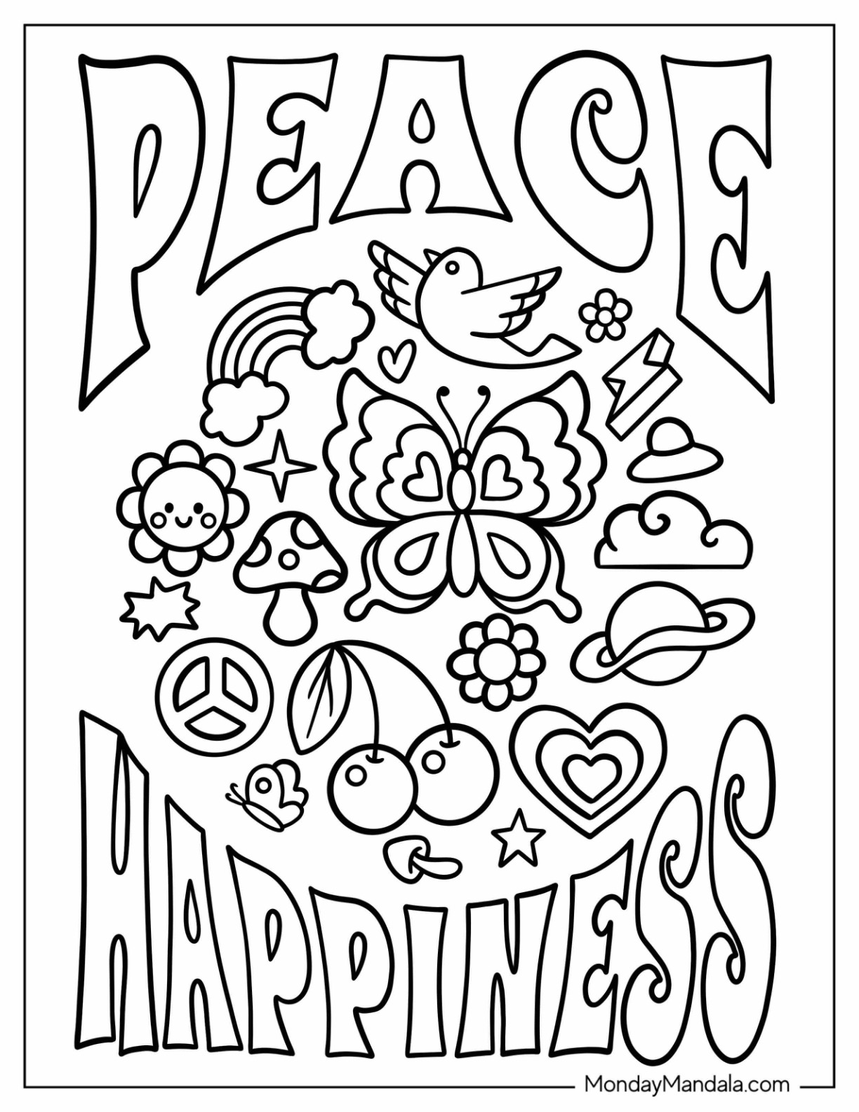 Hippie coloring pages free pdf printables