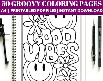 Groovy coloring pages kids coloring sheets groovy birthday groovy party birthday activities coloring pages printable instant download