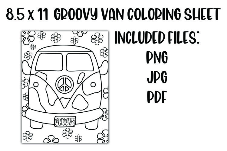 Groovy van retro coloring sheet