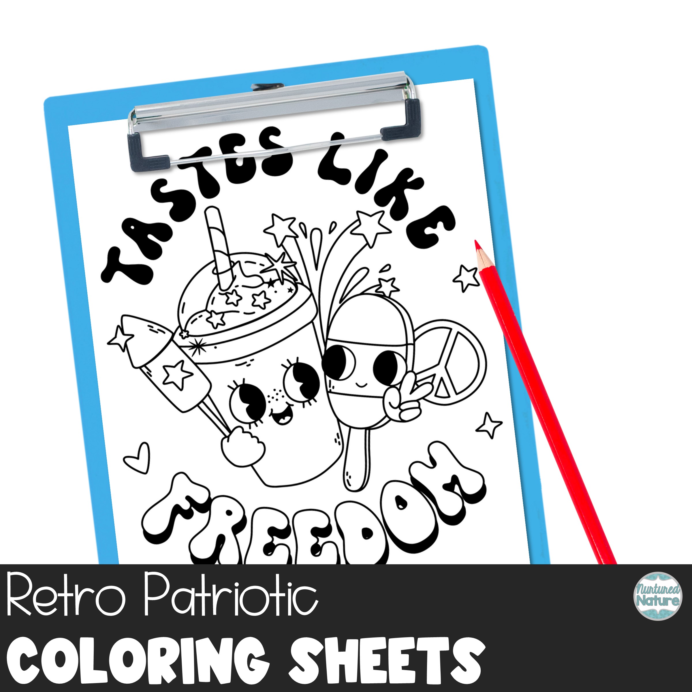 Groovy retro coloring pages for memorial day and th of july made by teachers