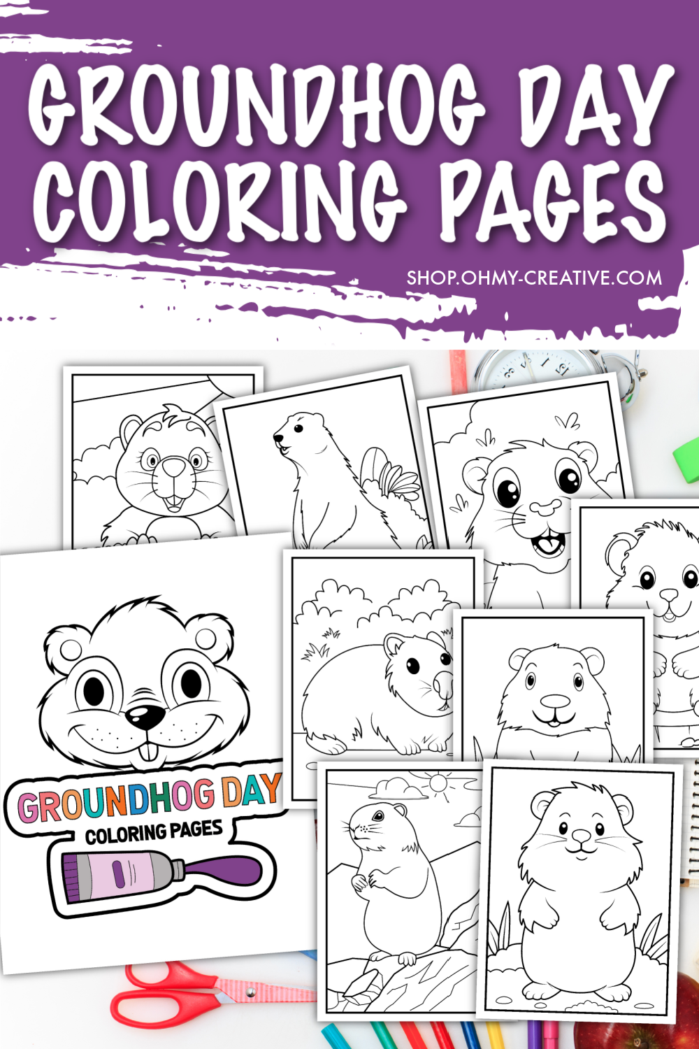 Groundhog day coloring pages