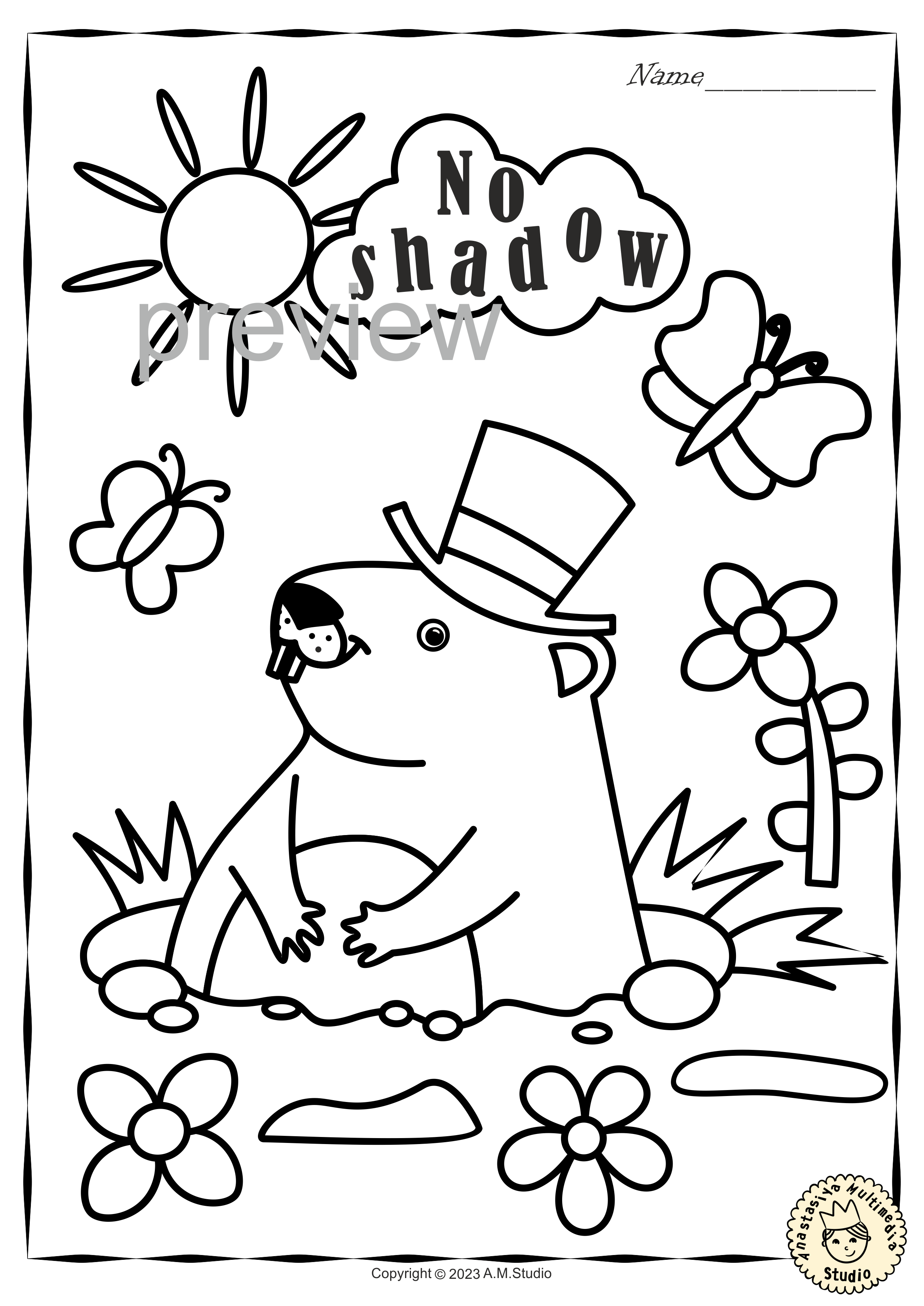 Groundhog day printable coloring pages for children