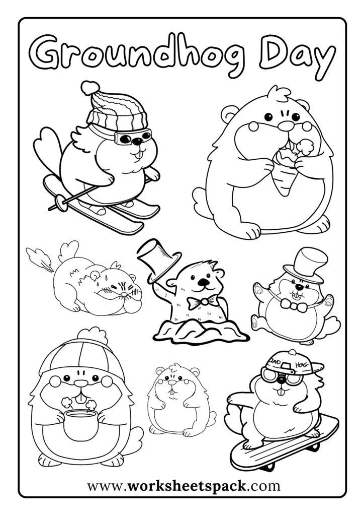 Happy groundhog day coloring pages free printable pdf