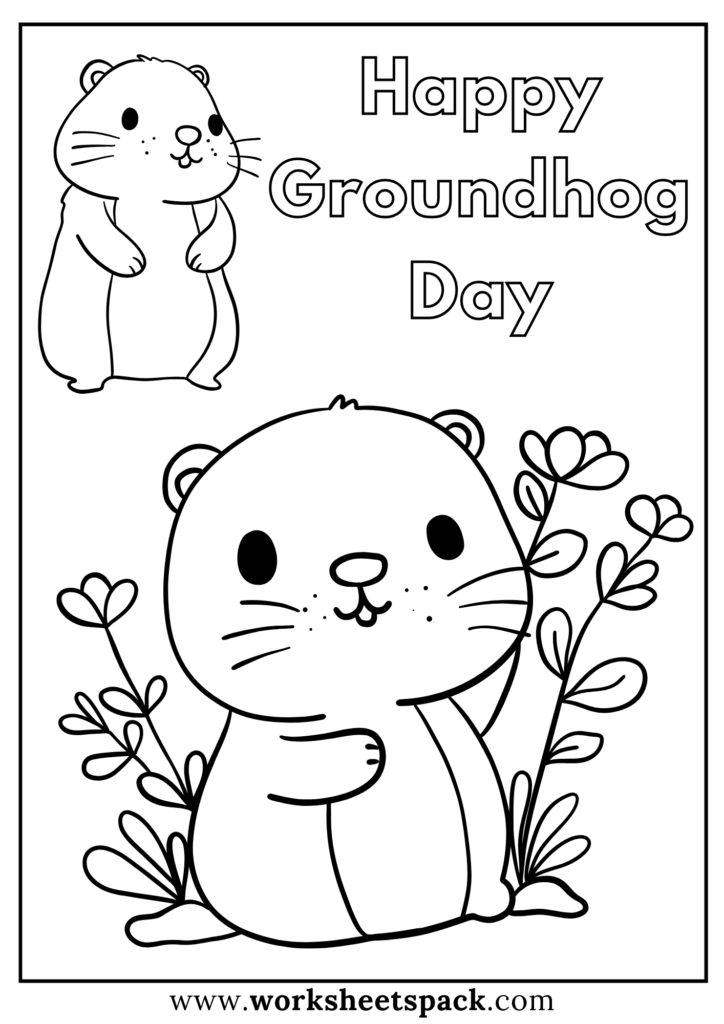 Happy groundhog day coloring pages free printable pdf