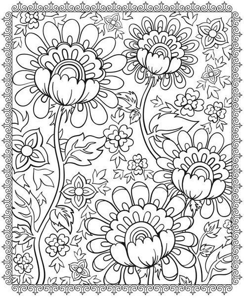 Flower coloring pages for adults