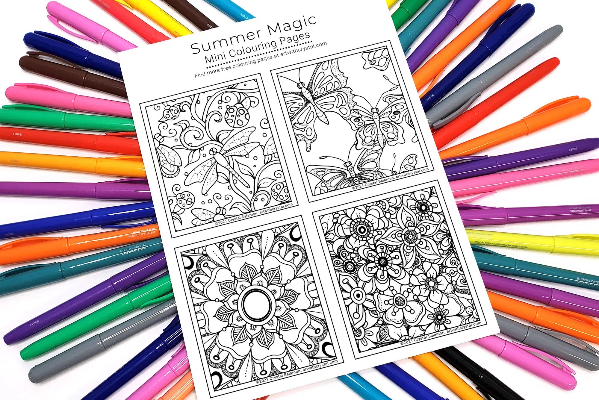 Free mini coloring pages for adults and kids summer magic