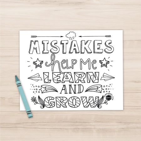 Mistakes help me coloring sheet â generation mindful