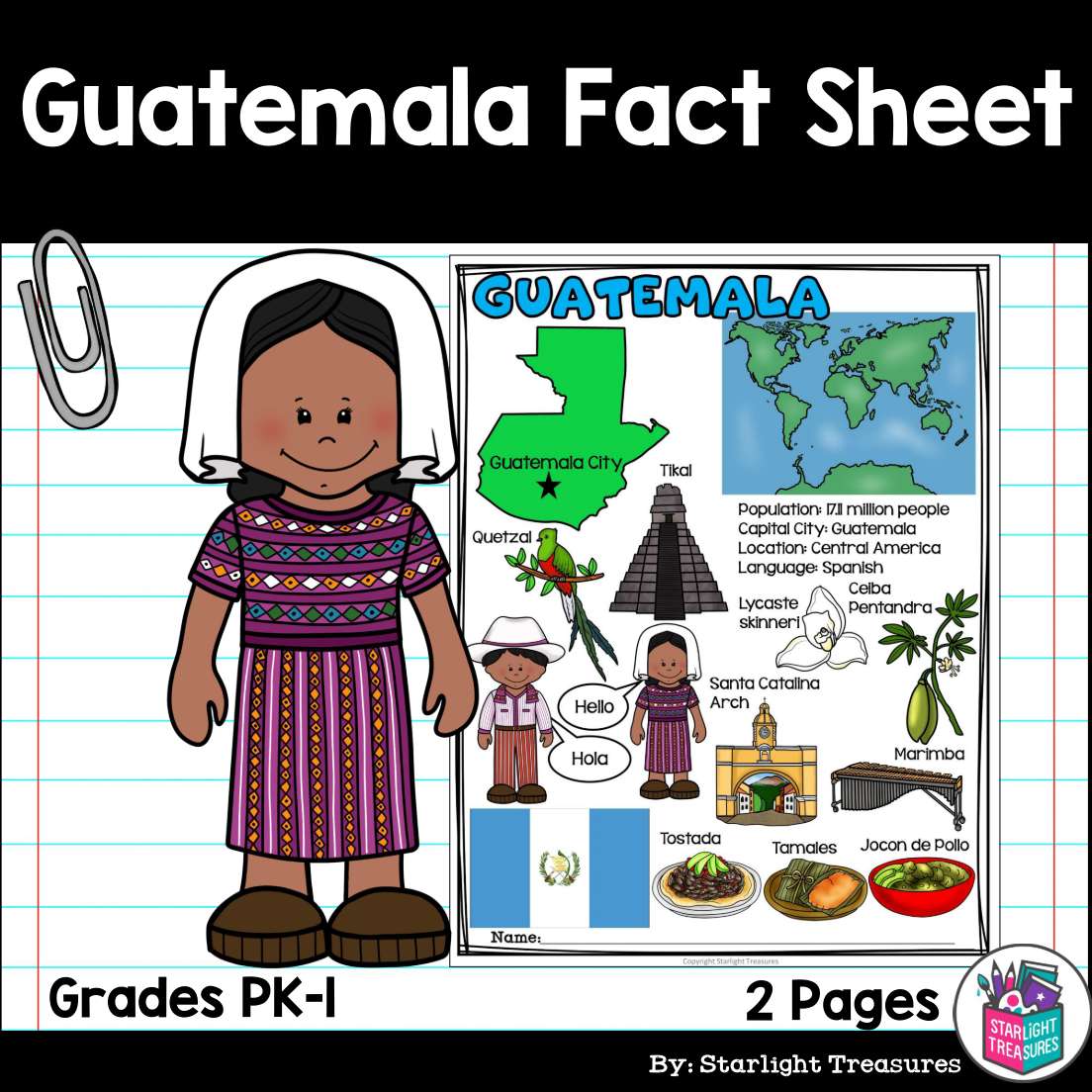 Guatemala fact sheet for early readers made by teachers