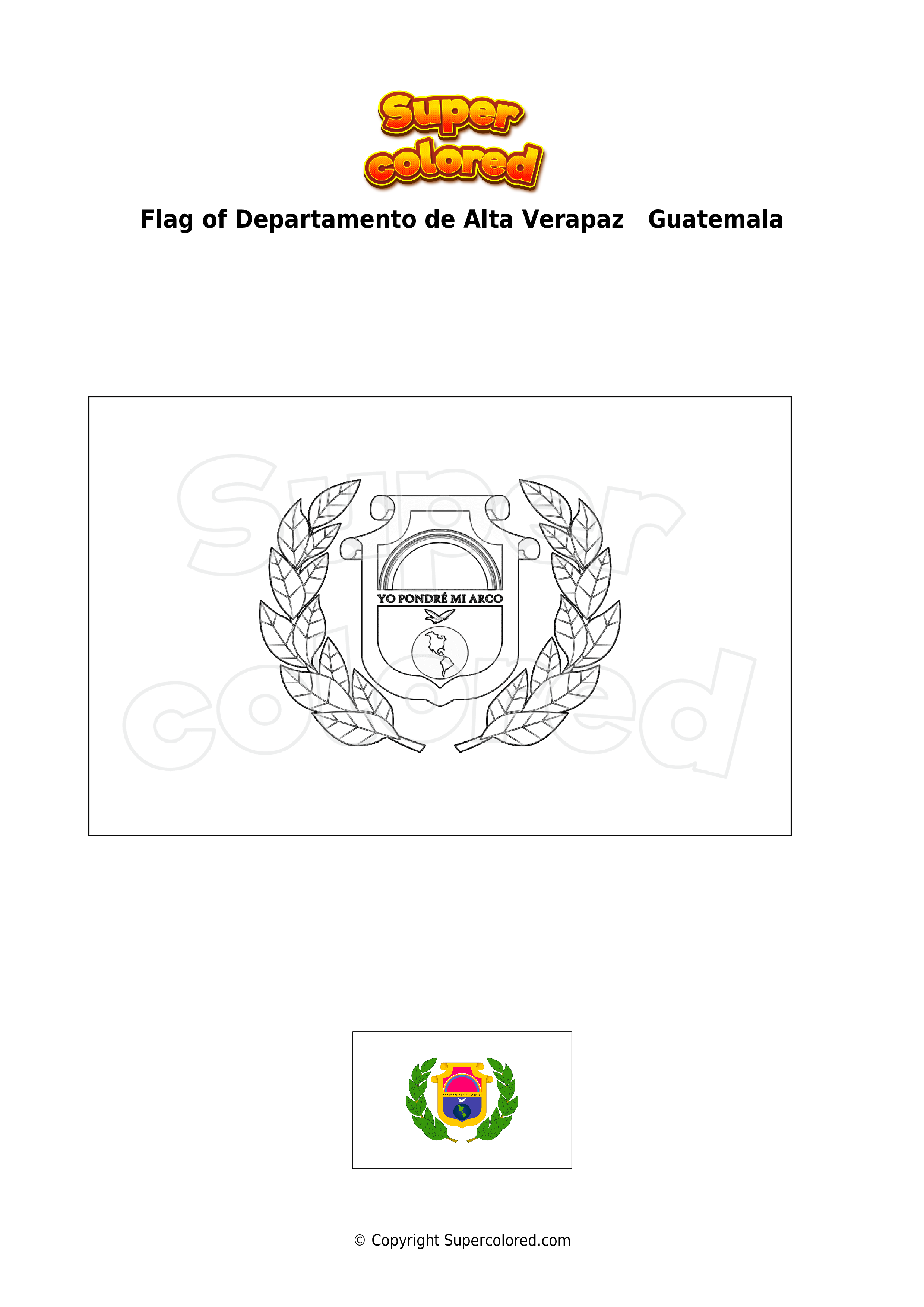 Coloring page flag of departamento de alta verapaz guatemala