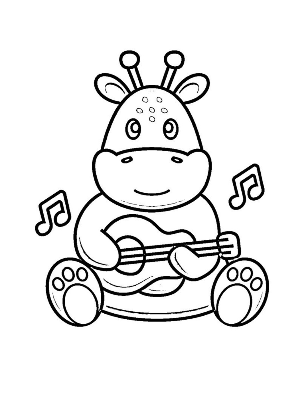 Printable animals with guitars coloring pages x dot to dot pages instant download kids activity pages