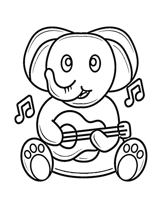 Printable animals with guitars coloring pages x dot to dot pages instant download kids activity pages