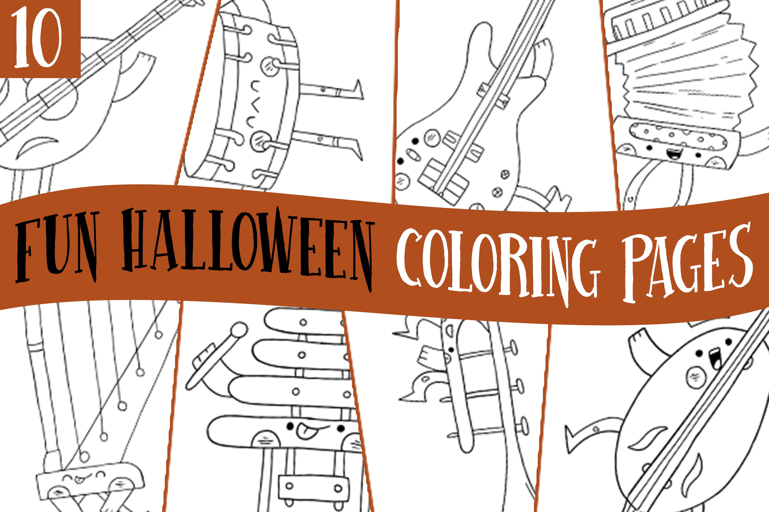 Music instruments coloring pages for kids png