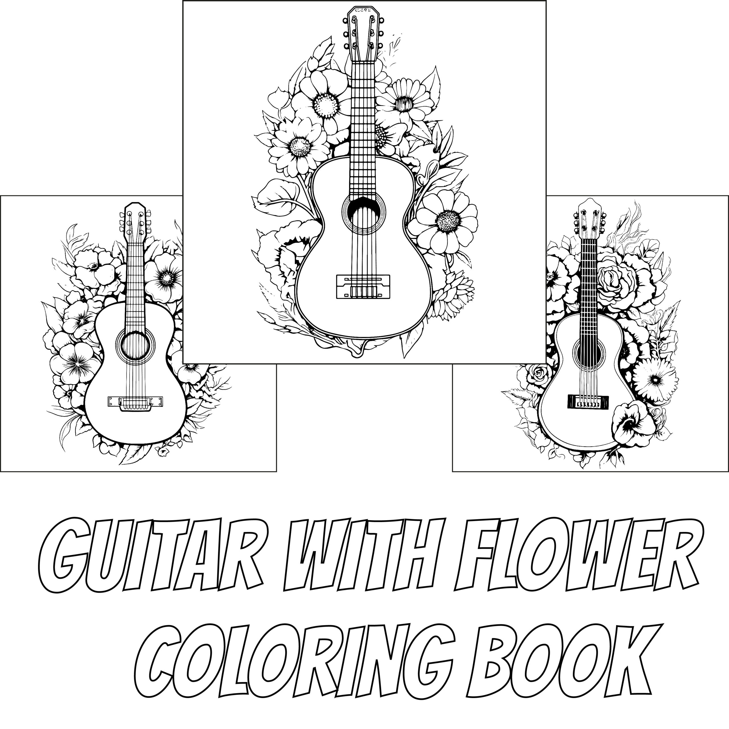 Guitar with flower coloring book guitar with flower coloring pages made by teachers