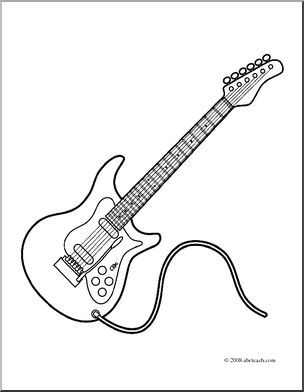 Clip art electric guitar coloring page i