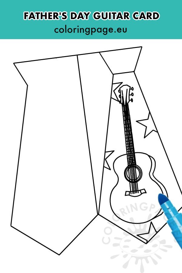 Guitar fathers day card coloring page