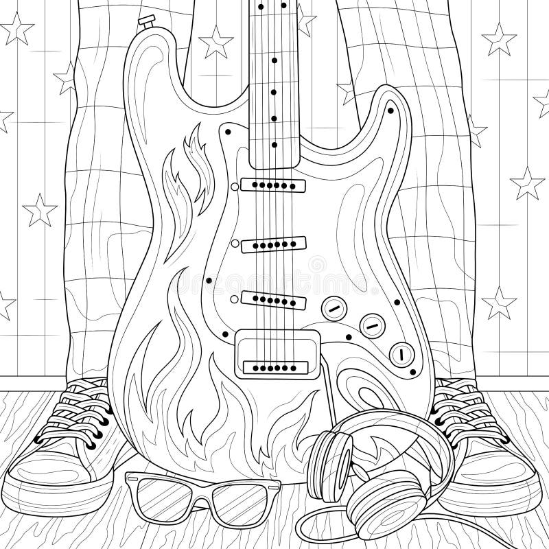 Guitar coloring book adults stock illustrations â guitar coloring book adults stock illustrations vectors clipart