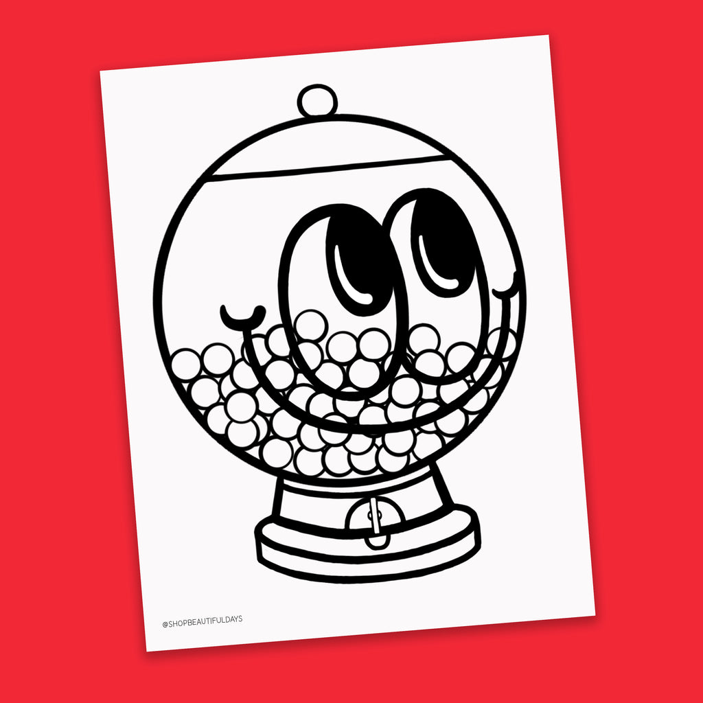 Gum ball machine coloring page