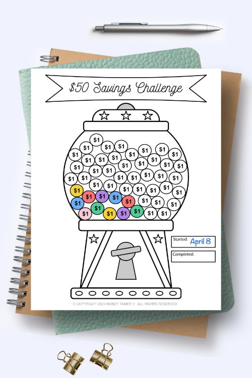 Dollar challenge gumball machine printable â money tamer