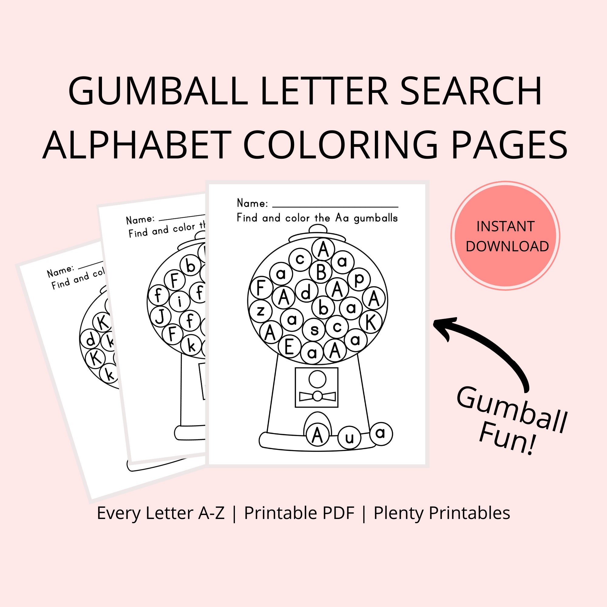 Printable gumball letter search a