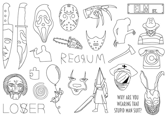 Stencils horror tattoo designs ready