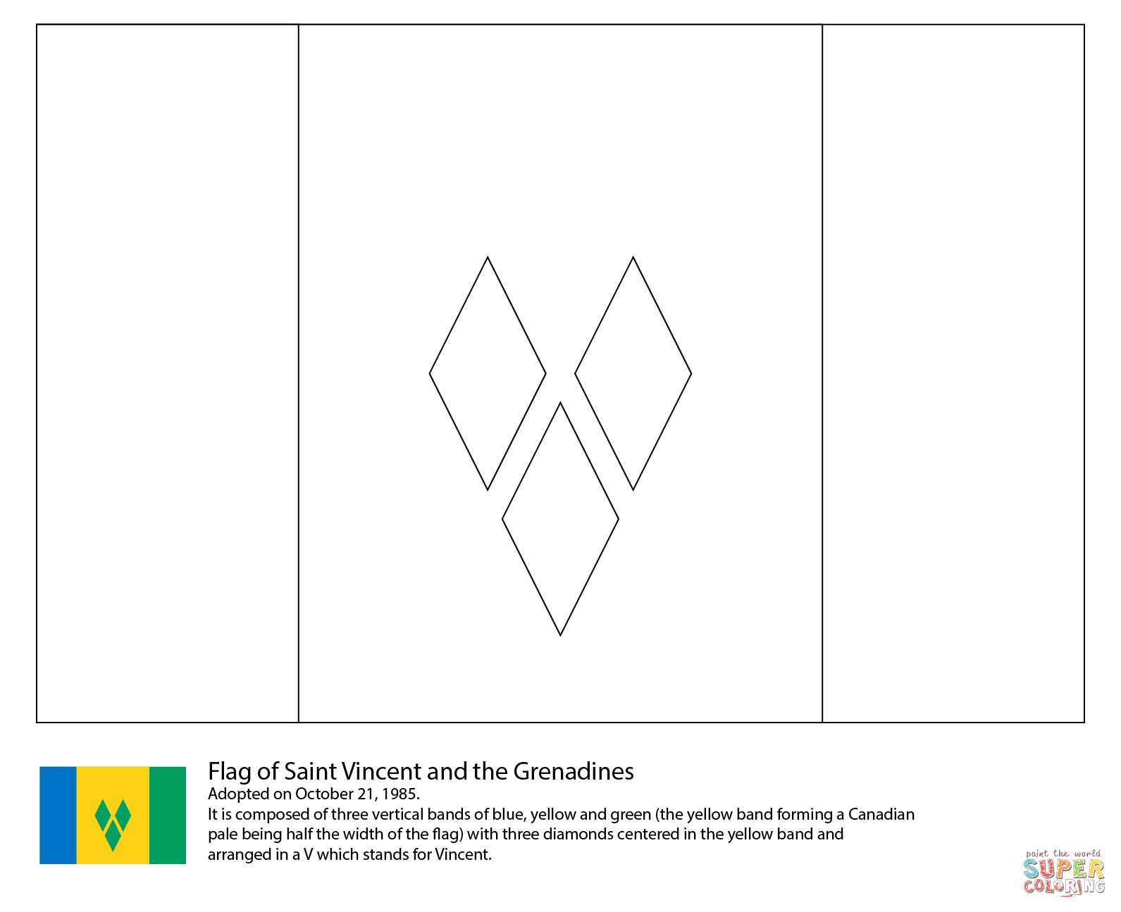 Flag of saint vincent and the grenadines coloring page free printable coloring pages