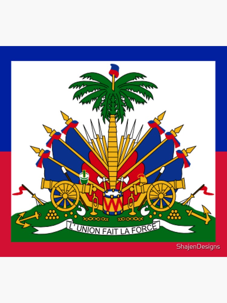 Haiti haitian flag coat of arms red sticker for sale by shajendesigns