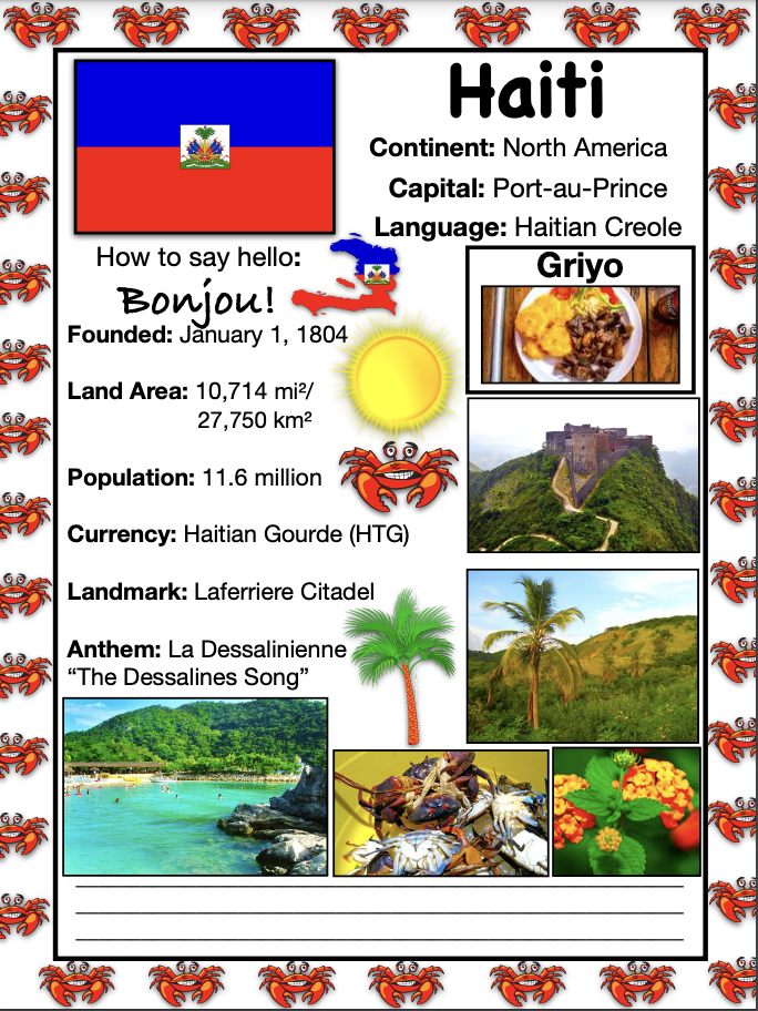 Haiti history geography travel the world worksheet made by teachers