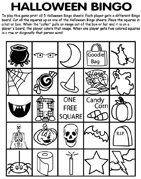 Halloween bingo no coloring page