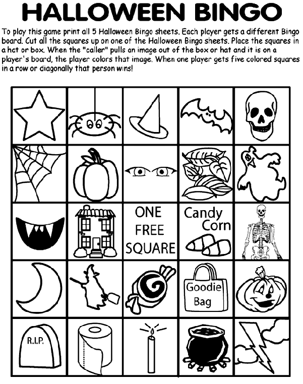 Halloween bingo no coloring page