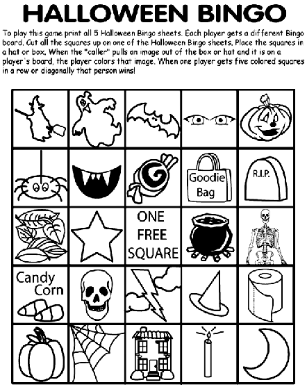 Halloween bingo no coloring page