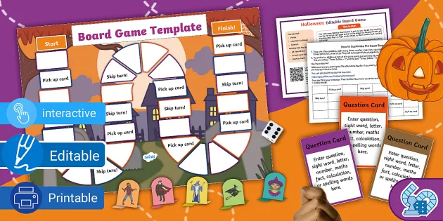 Halloween printable board game template