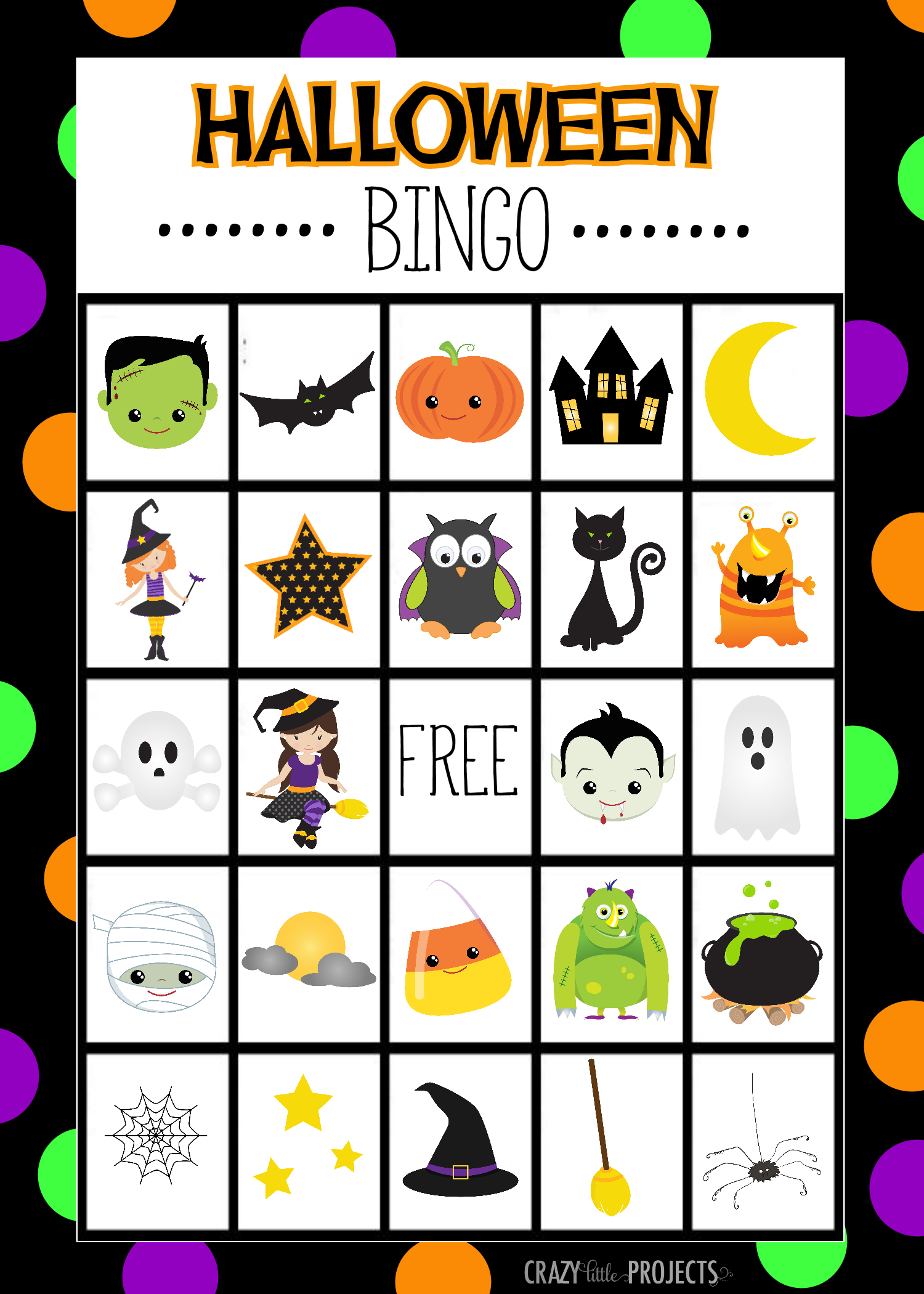 Free printable halloween bingo game