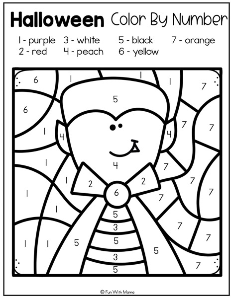 Free halloween color by number printables