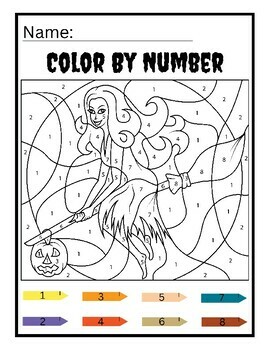 Halloween color by number worksheets by qetsy tpt