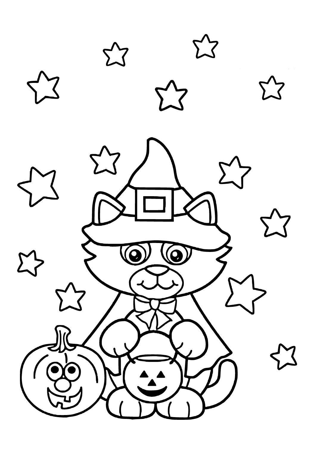 Free printable halloween cat coloring page for adults and kids