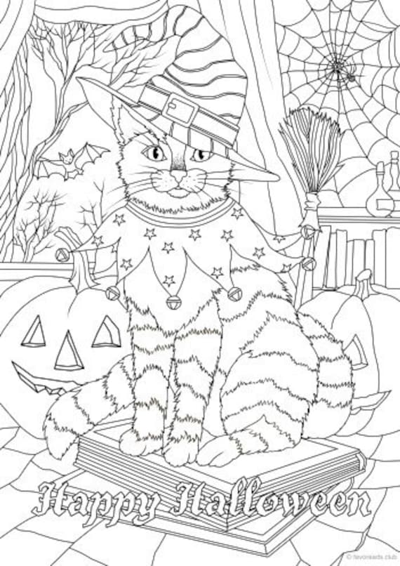 Halloween cat printable adult coloring page from favoreads coloring book pages for adults and kids coloring sheets coloring designs