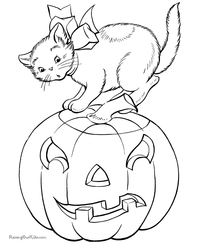 Printable halloween cat coloring page