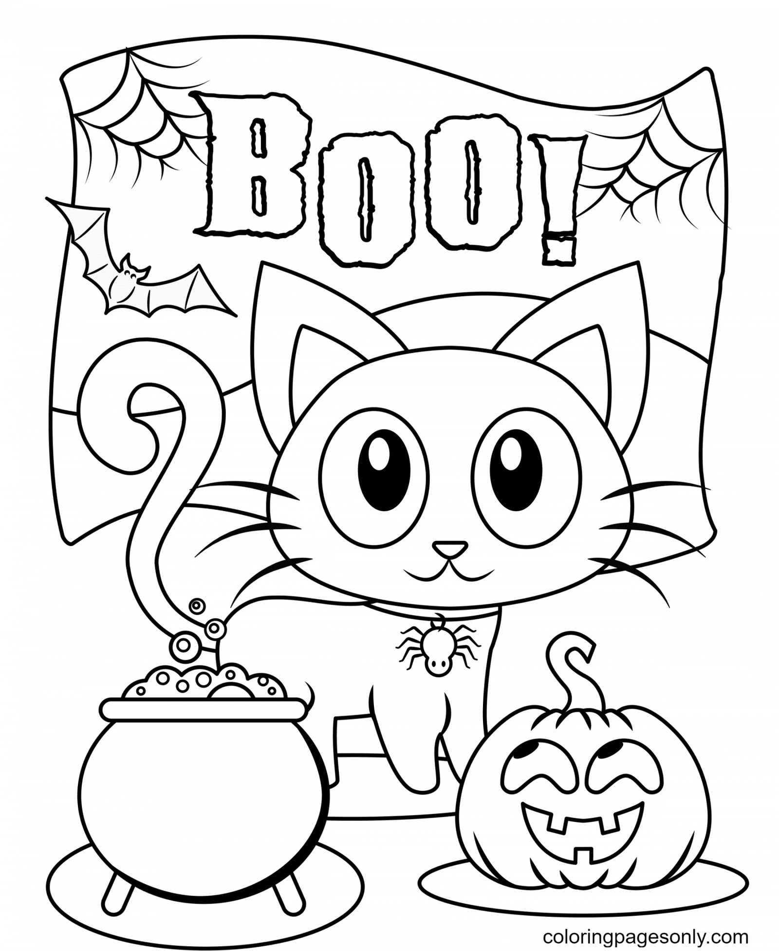 Halloween cats coloring pages printable for free download