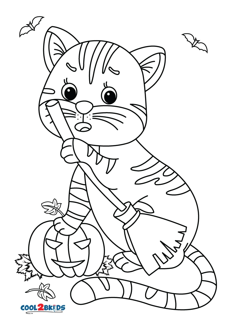 Free printable halloween cat coloring pages for kids