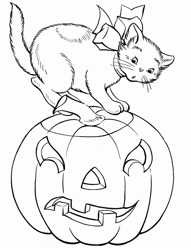 Halloween cat coloring pages