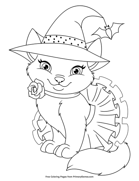 Cute halloween cat coloring page â free printable pdf from