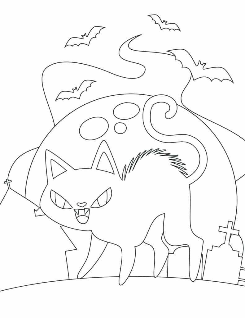 Free printable halloween cat coloring pages