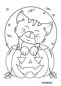 Free printable halloween cat coloring pages for kids