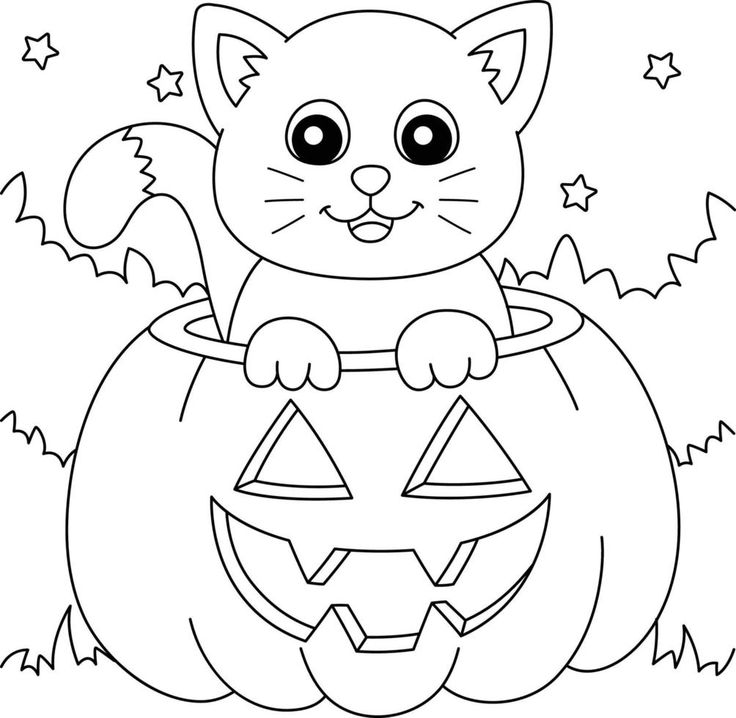 Pumpkin cat halloween coloring page for kids halloween coloring pages pumpkin coloring pages unicorn coloring pages