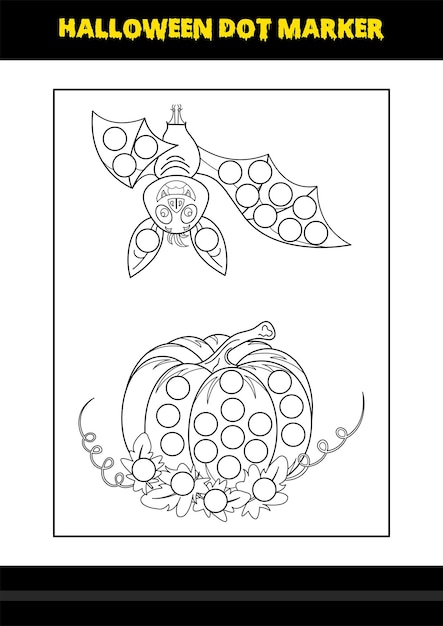 Premium vector halloween dot coloring page for kids line art coloring page design for kids