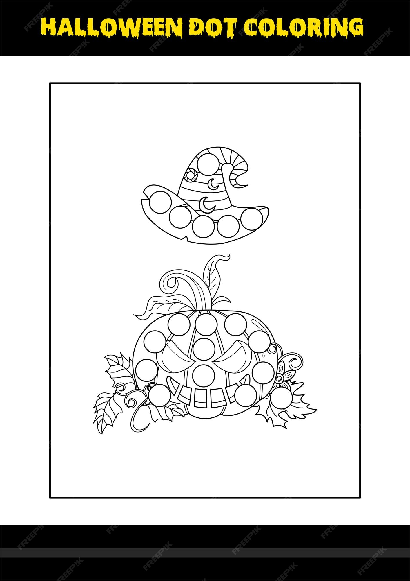 Premium vector halloween dot coloring page for kids line art coloring page design for kids