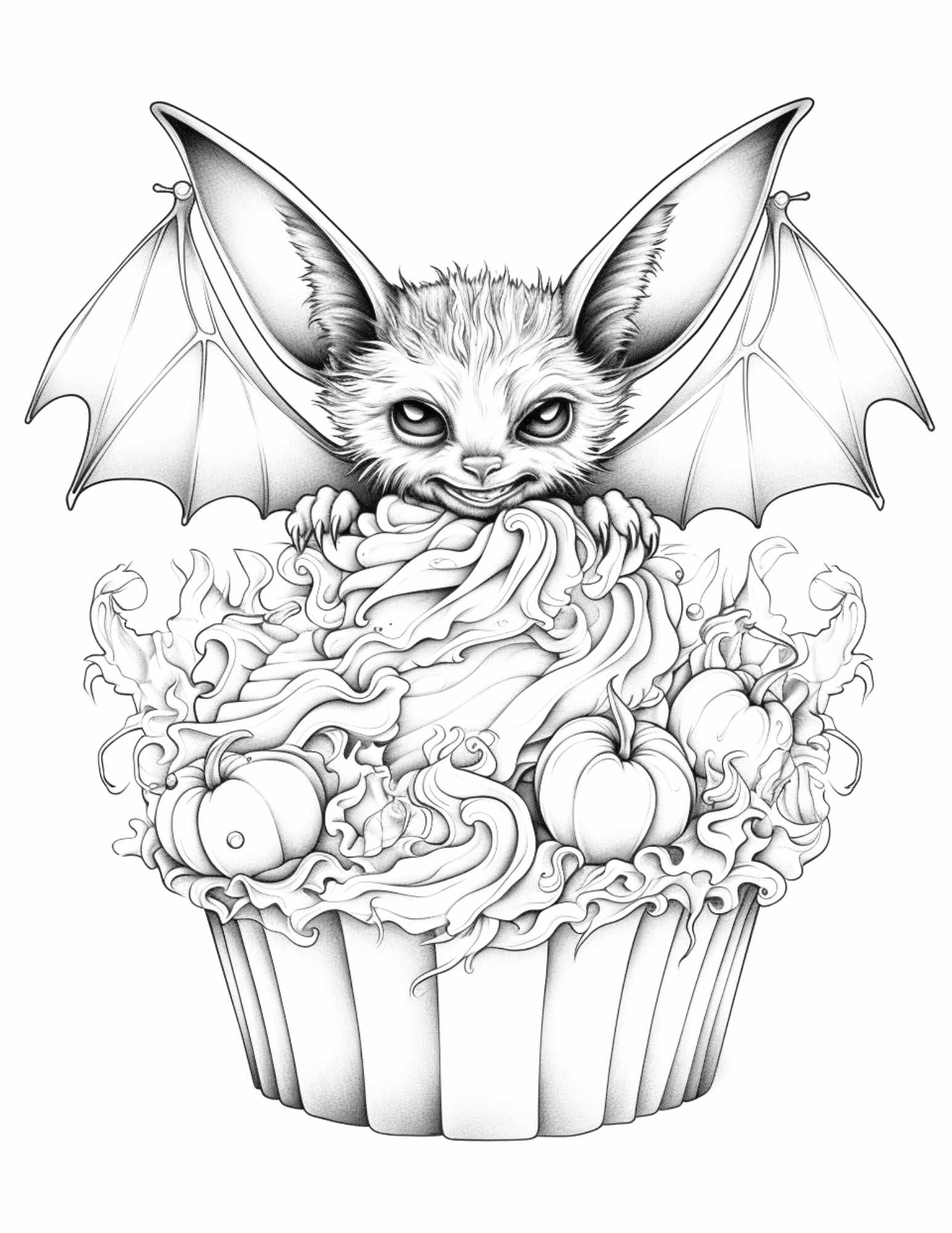 Free halloween spooky cupcakes grayscale coloring pages printable for â coloring