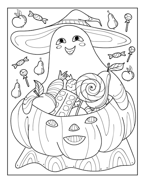 Premium vector halloween coloring pages for adults coloring book