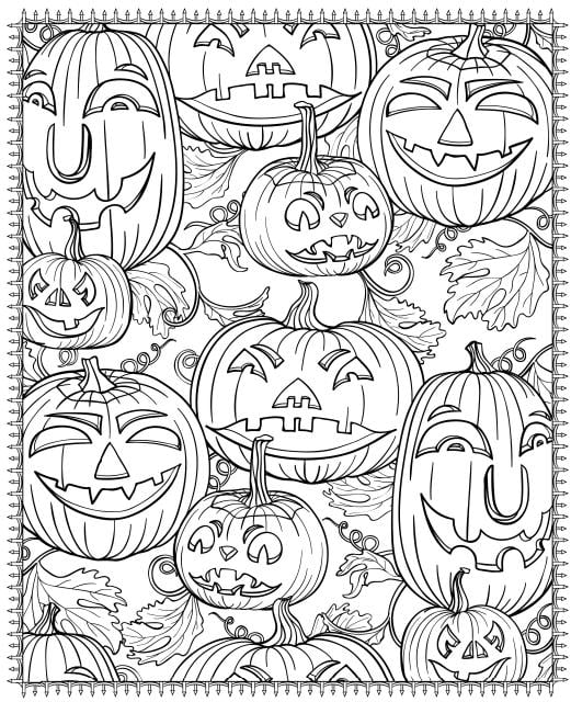 Coloring pages pumpkin faces printable